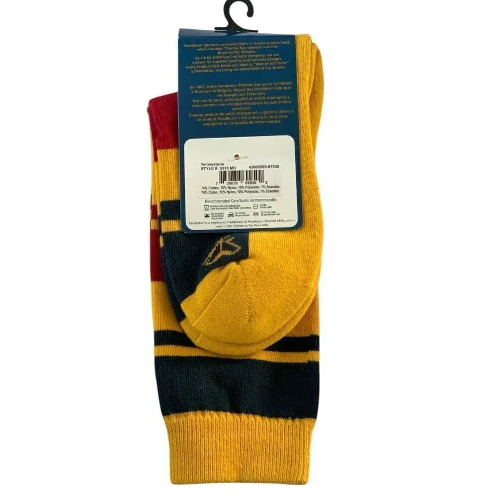 Pendleton Yellow Stripe Crew Socks Medium – Retro National Park Outdoor Style
